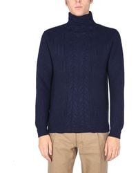 Ballantyne - High Neck Wool And Yak Sweater With English Rib - Lyst