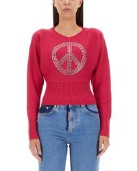 Moschino - Embellished Round Neck Sweater - Lyst
