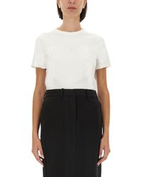 Helmut Lang - Fitted Cotton T-Shirt With Embossed Lettering - Lyst