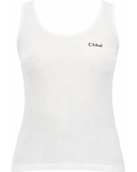 Chloé - Chloã Tank Top Con Logo - Lyst