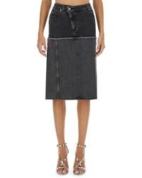McQueen - Two-Tone Denim Skirt - Lyst
