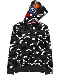 A Bathing Ape - Felpa "Shark" Con Zip E Cappuccio - Lyst