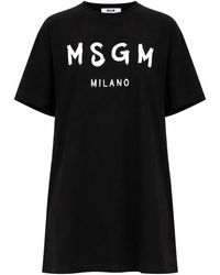 MSGM - Dress With Brush Logo - Lyst