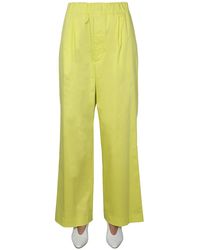 Jejia - Cotton Blend Wide Pants With Elastic - Lyst