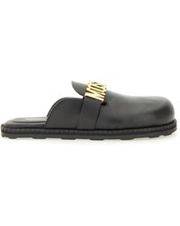 Moschino - Leather Sabot Flats - Lyst