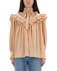 Chloé - Oversized Ruffle Top - Lyst