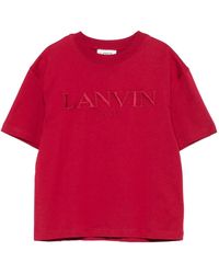 Lanvin - Embroidered Logo Short Sleeve Tee - Lyst