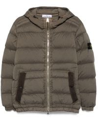 Stone Island - Quilted Down Jacket With Adjustable Hood And Signature Patch - Lyst