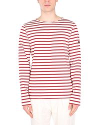 Saint James "minquiers Moderne" Striped Cotton T-shirt - Red
