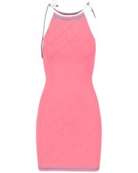 Fendi - Dark Viscose Blend Mini Dress - Lyst