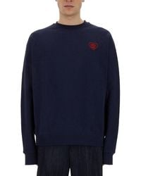 FAMILY FIRST - Sweatshirt With Heart Embroidery - Lyst