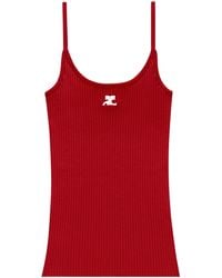 Courreges - Slim Fit Ribbed Knit Tank Top With Scoop Neckline - Lyst