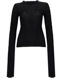 Rick Owens - T-Shirt "Cropped Hooded Rib Ls T" - Lyst
