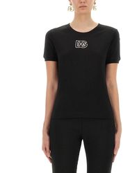 Dolce & Gabbana - Jersey T-Shirt With Dg Logo Embroidery - Lyst