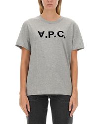 A.P.C. - T-shirt in cotone grigio melangé - Lyst