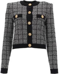 Balmain - Cropped Tweed Jacket With Goldtone Buttons - Lyst