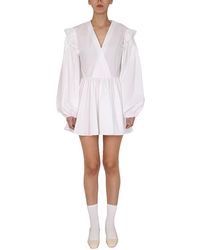 Patou - ABITO IN COTONE BIOLOGICO CON SCOLLO A V - Lyst