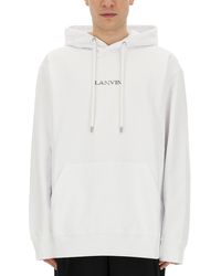 Lanvin - Relaxed-Fit Hooded Sweatshirt With Subtle Embroidery - Lyst