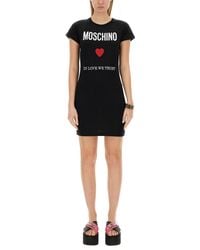 Moschino - Fitted Mini Dress With Heart Graphic - Lyst