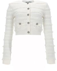 Self-Portrait - Cardigan Traforato Con Strass - Lyst