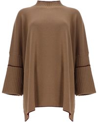 Herno - Oversized Knit Top With Flared Sleeves And Asymmetrical Hem - Lyst