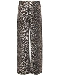 Ganni - Animal Print Wide Leg Jeans - Lyst