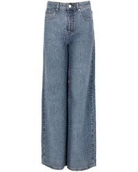 Self-Portrait - Jeans Con Strass Effetto Coccodrillo - Lyst