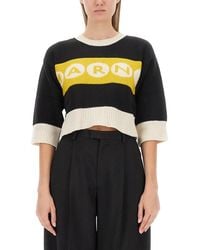 Marni - Cropped Jersey With Bold Logo - Lyst