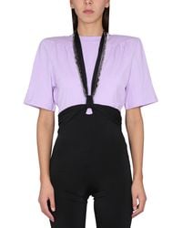 The Attico - T-Shirt Jewel With Cut-Out Detail Cotton T-Shirts - Lyst