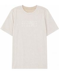 MM6 by Maison Margiela - T-Shirt Con Logo E Texture Effetto Spazzolato - Lyst