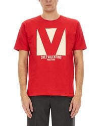 Valentino - Cotton T-Shirt With "Chez Print - Lyst