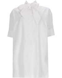 Dries Van Noten - Short-Sleeve Bow Tie Cotton Shirt - Lyst