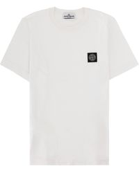 Stone Island - T-Shirt Con Patch Con Logo Compass - Lyst