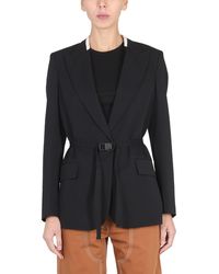 Stella McCartney - Belted Blazer With Peaked Lapels - Lyst