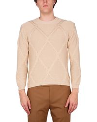 Ballantyne - Cotton Cable Stitch Crew Neck Sweater - Lyst