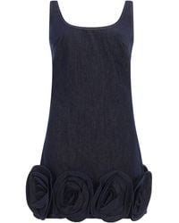 Self-Portrait - Denim 3D Flower Mini Dress - Lyst