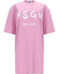 MSGM - Logo Crew Neck Mini Dress - Lyst