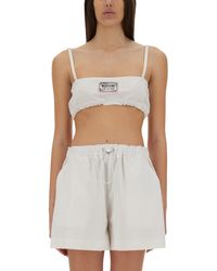 Moschino - Cropped Cotton Bandeau Top With Gathered Front - Lyst