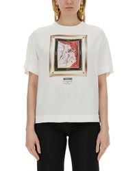 Moschino - Artistic Print Satin T-Shirt - Lyst