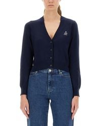 A.P.C. - Cropped Cardigan With Embroidered Logo - Lyst
