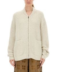 Uma Wang - Ribbed Knit Cardigan With Plush Texture And Zipper Closure - Lyst