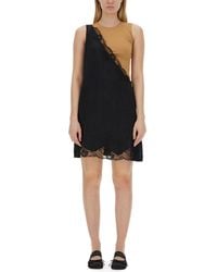 MM6 by Maison Margiela - Asymmetrical Midi Dress With Lace Detailing - Lyst
