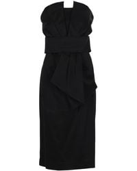 P.A.R.O.S.H. - Strapless Midi Dress With Structured Bodice - Lyst