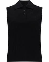 Saint Laurent - Top Polo Smanicato - Lyst