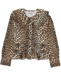 Ganni - Regular Animal Print Shirt - Lyst