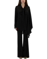 Balenciaga - Silk Shirt With Bow - Lyst