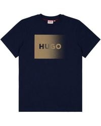 HUGO - T-Shirt Con Stampa Logo Sfumato - Lyst