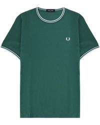Fred Perry - T-Shirt Con Doppia Riga - Lyst