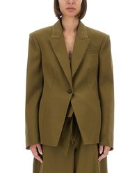 The Attico - Tailored Gabardine Jacket With Unique Tie Detail - Lyst