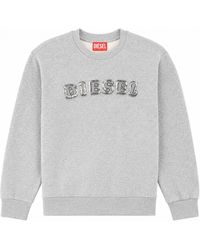 DIESEL - Felpa Girocollo Con Logo Sfrangiato - Lyst